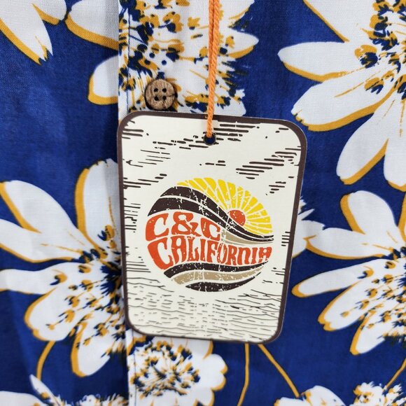 C&C California Mens Medium Short Sleeve Floral Button Up Shirt NEW - Picture 7 of 8